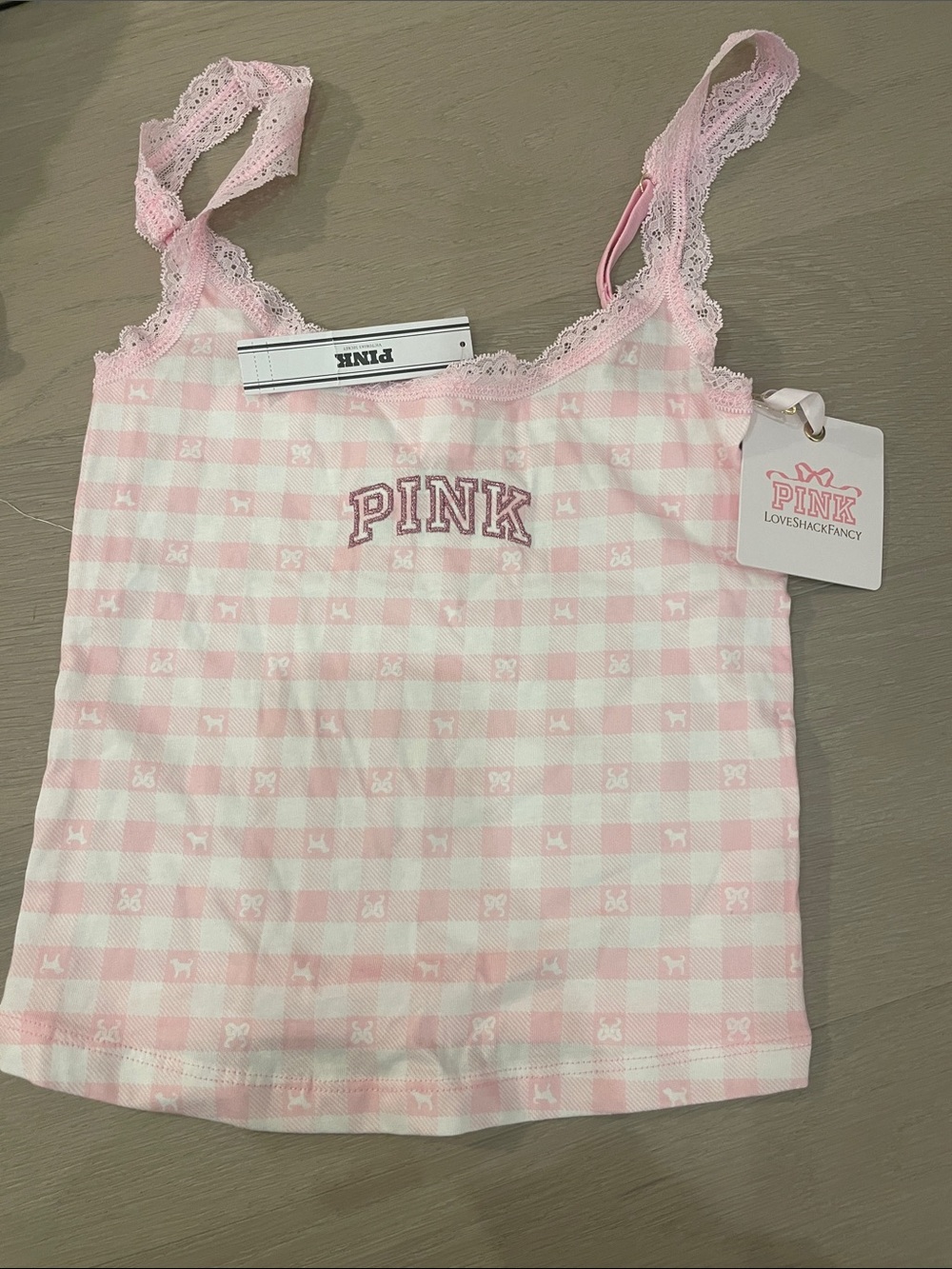 Pink x Love shack fancy tank top size xxs ADJUSTABLE